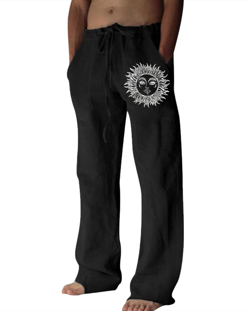 Dillon Men's Cotton Linen Drawstring Trousers – Casual Loose Fit Summer Pants