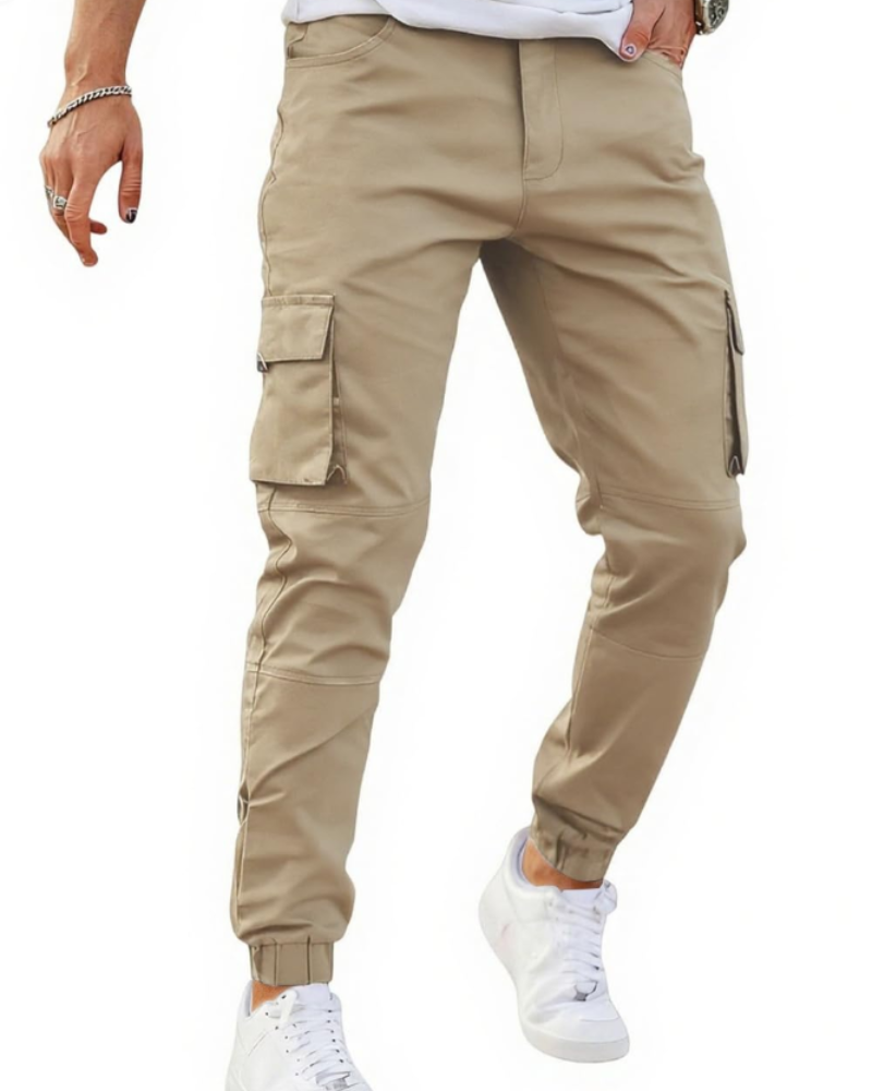 Mitchell Men's Slim Fit Cargo Trousers – Stretch Cotton Work Joggers with Utility Pockets