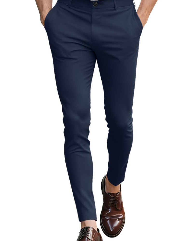 Cole Men's Slim Fit Chino Trousers – Stretch Cotton Zip-Fly Casual Pants