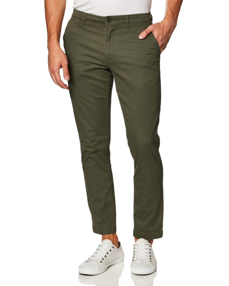 Gavin Men's Slim Fit Chino Trousers – Stretch Cotton Khaki Zip-Fly Casual Pants