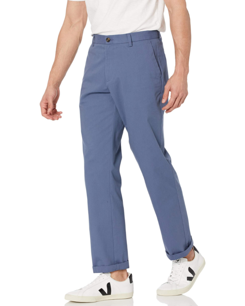 Warren Men's Classic Fit Chino Trousers – Wrinkle-Resistant Cotton Blend Smart Pants