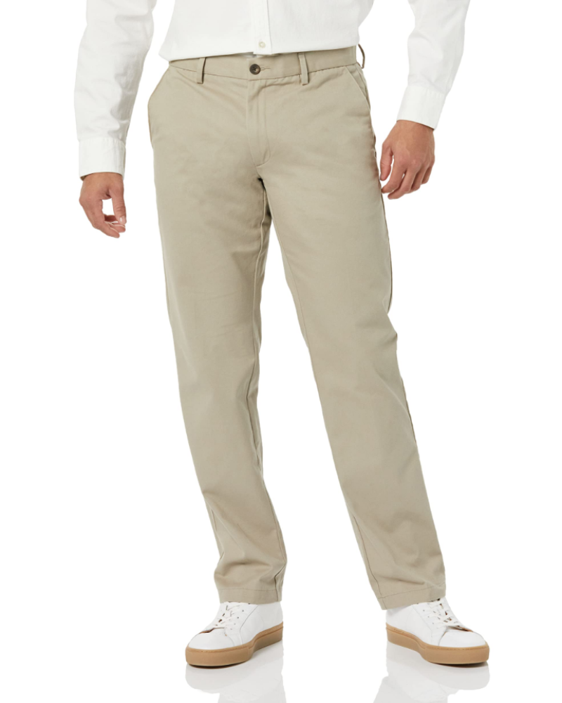 Hudson Men's Straight Fit Chino Trousers – Wrinkle-Resistant Cotton Blend Pants
