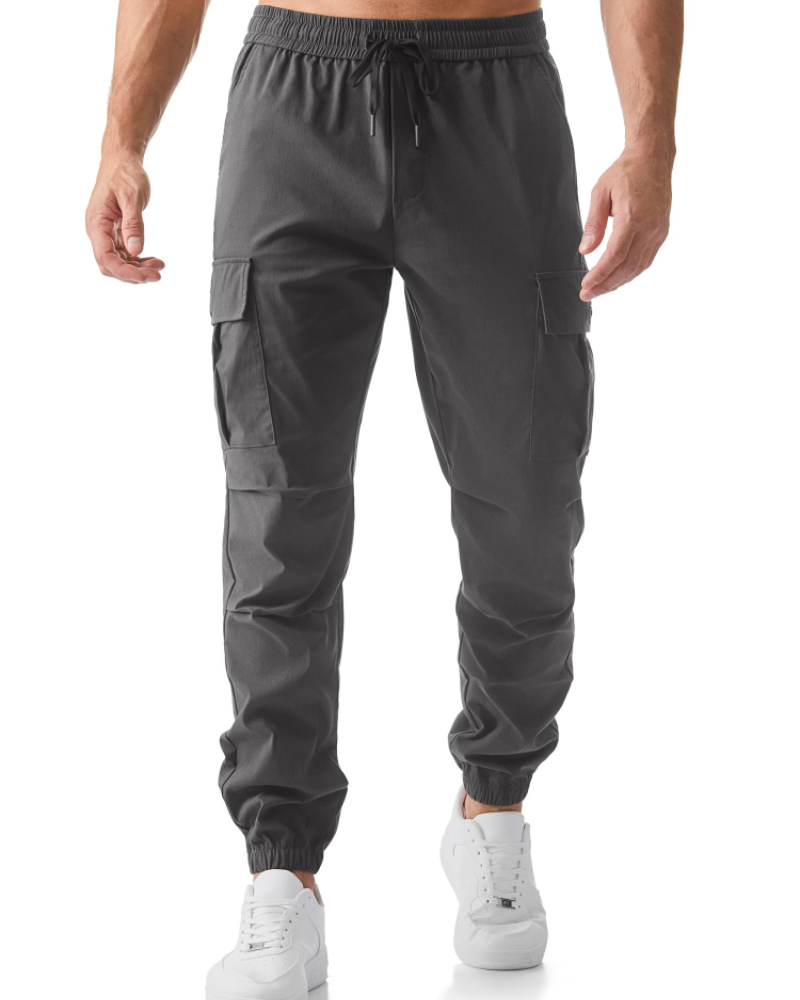 Easton Men's Cargo Joggers – Regular Fit Stretch Trousers with Drawstring Waist & Pockets