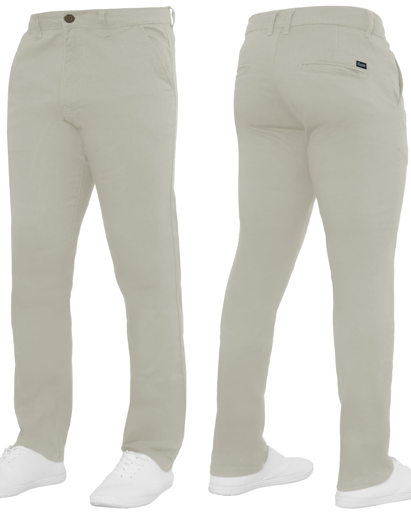 Gavin Men's Slim Fit Chino Trousers – Stretch Cotton Smart Casual Zip Fly Pants
