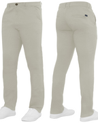 Gavin Men's Slim Fit Chino Trousers – Stretch Cotton Smart Casual Zip Fly Pants