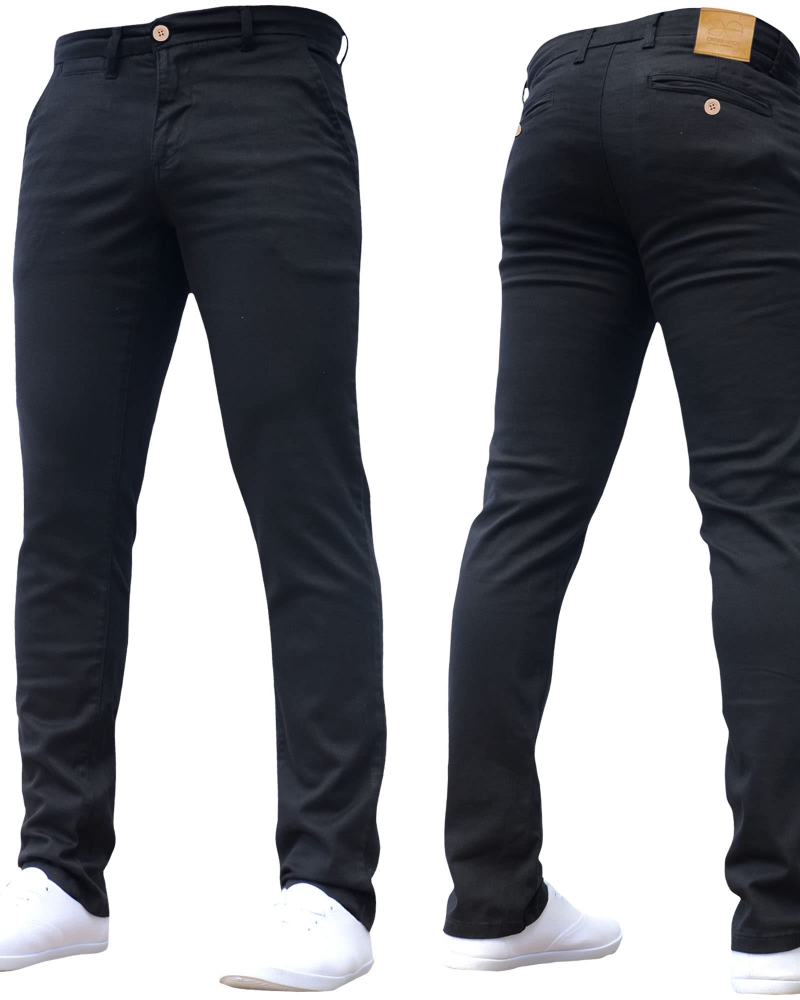 Elliot Men's Slim Fit Chino Trousers – Stretch Cotton Zip-Fly Casual Pants