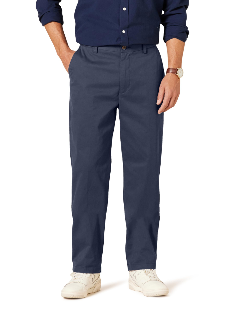 Preston Men's Chino Trousers – Straight Leg Cotton Blend Flat Front Smart Casual Trousers