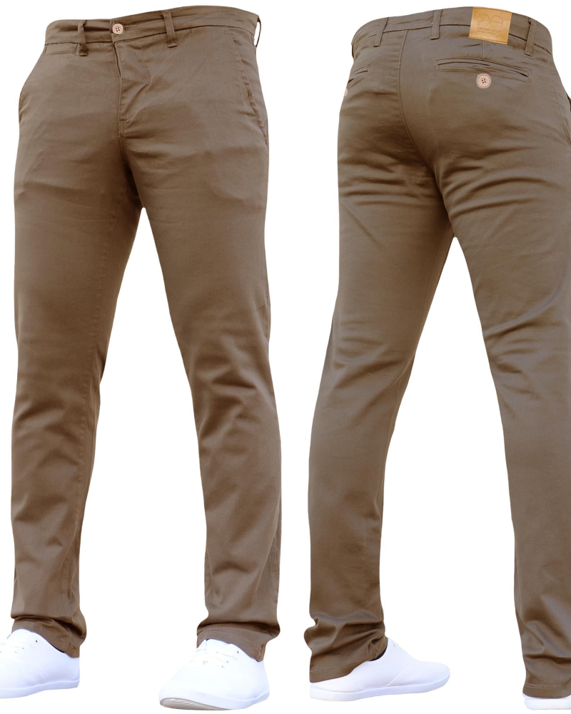 Elliot Men's Slim Fit Chino Trousers – Stretch Cotton Zip-Fly Casual Pants