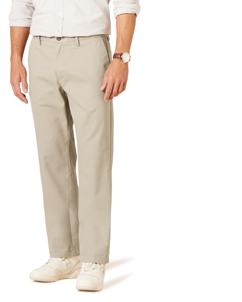 Preston Men's Chino Trousers – Straight Leg Cotton Blend Flat Front Smart Casual Trousers