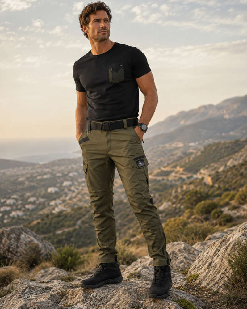 Rhys Men's Cargo Trousers – Durable Multi Pocket Outdoor Casual Pants