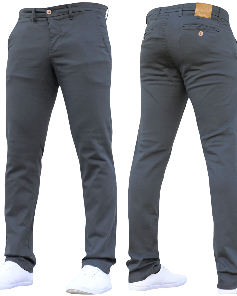 Elliot Men's Slim Fit Chino Trousers – Stretch Cotton Zip-Fly Casual Pants