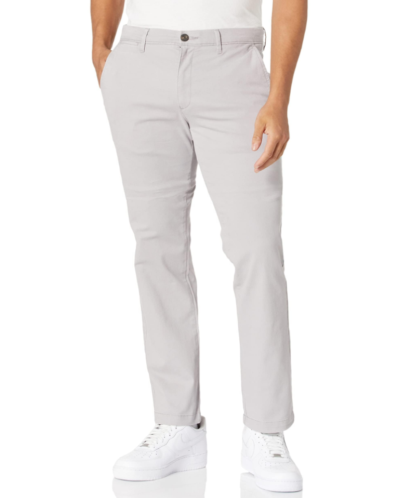 Gavin Men's Slim Fit Chino Trousers – Stretch Cotton Khaki Zip-Fly Casual Pants