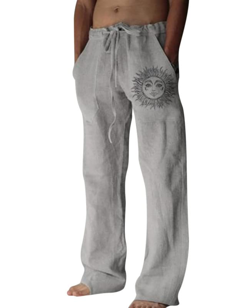 Dillon Men's Cotton Linen Drawstring Trousers – Casual Loose Fit Summer Pants