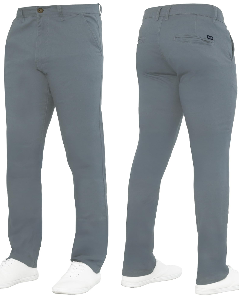 Declan Men's Slim Fit Chino Trousers – Stretch Cotton Zip-Fly Casual Pants