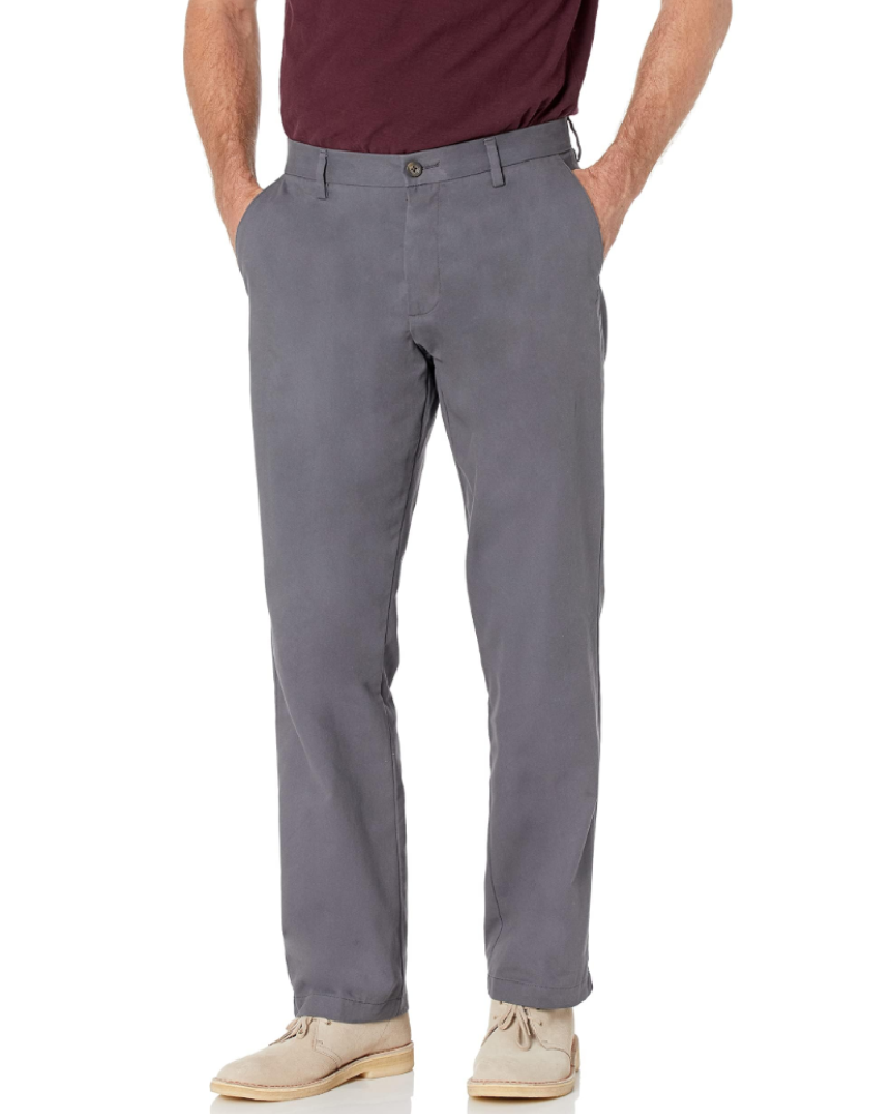 Preston Men's Chino Trousers – Straight Leg Cotton Blend Flat Front Smart Casual Trousers