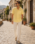 Norman Men's Cotton Linen Short Sleeve Shirt – Regular Fit Button-Up Summer Shirt