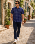 Cedric Men's Poplin Shirt – Regular Fit Short Sleeve Button-Front Shirt