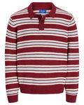 Elliot Men's Knitted Polo Shirt – Striped Loose Fit Long Sleeve Polo