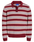 Elliot Men's Knitted Polo Shirt – Striped Loose Fit Long Sleeve Polo