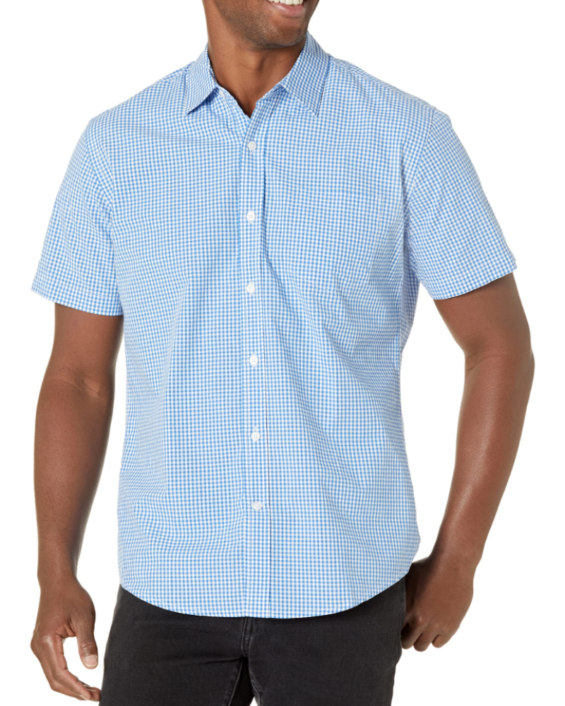 Cedric Men's Poplin Shirt – Regular Fit Short Sleeve Button-Front Shirt