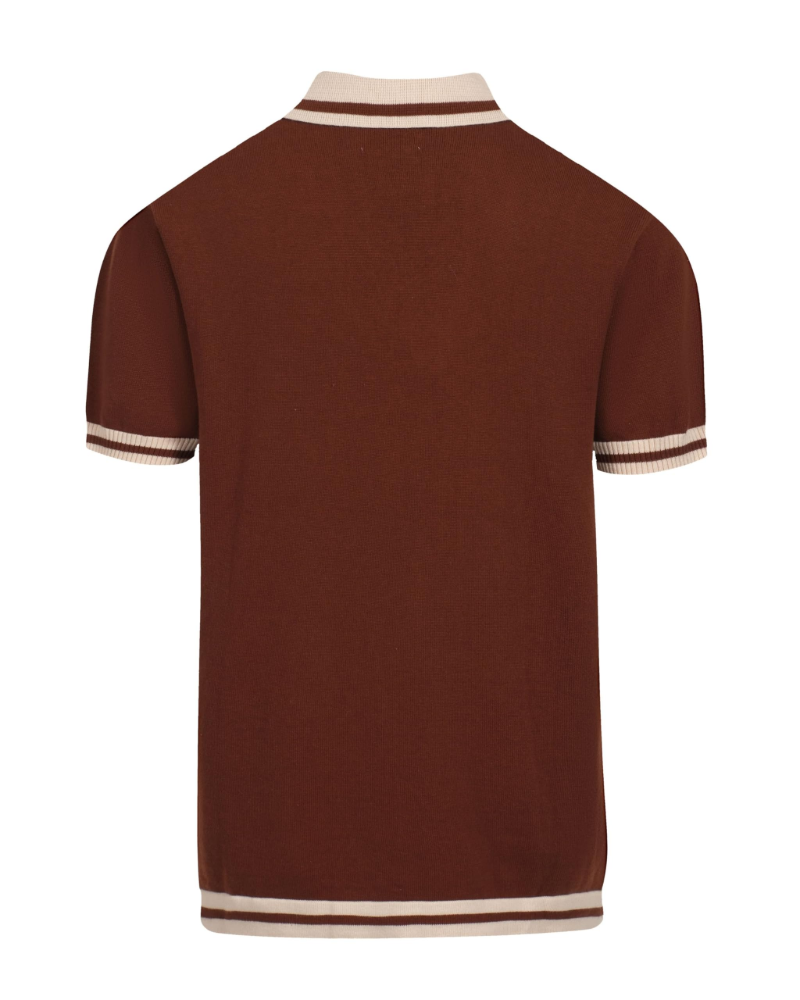 Miles Men's Knitted Polo Shirt – 100% Cotton Vintage Cable Knit Short Sleeve Polo