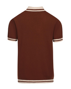 Miles Men's Knitted Polo Shirt – 100% Cotton Vintage Cable Knit Short Sleeve Polo