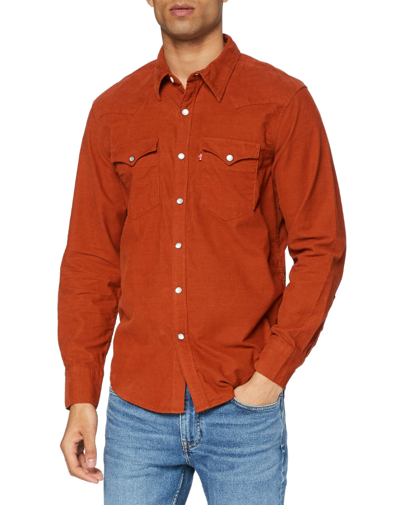 Spencer Men's Denim Western Shirt – Long Sleeve Button-Up with Chest Pockets