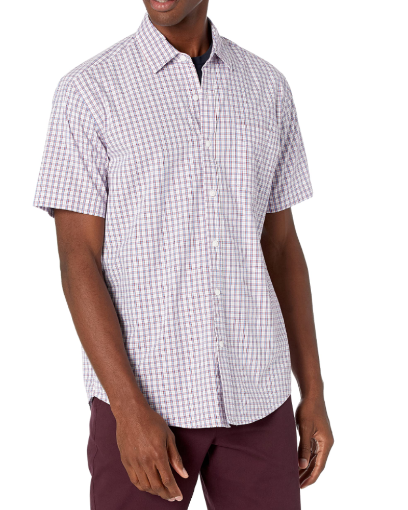 Cedric Men's Poplin Shirt – Regular Fit Short Sleeve Button-Front Shirt