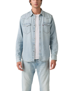 Spencer Men's Denim Western Shirt – Long Sleeve Button-Up with Chest Pockets