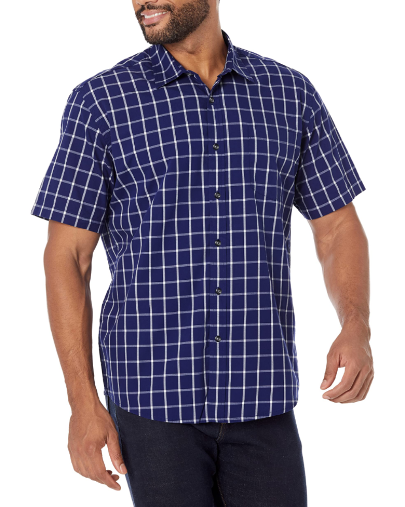 Cedric Men's Poplin Shirt – Regular Fit Short Sleeve Button-Front Shirt