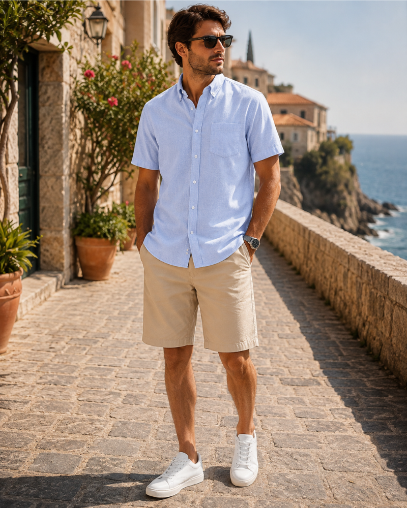 Stuart Men's Casual Shirt – Tapered Fit Button-Front Everyday Shirt