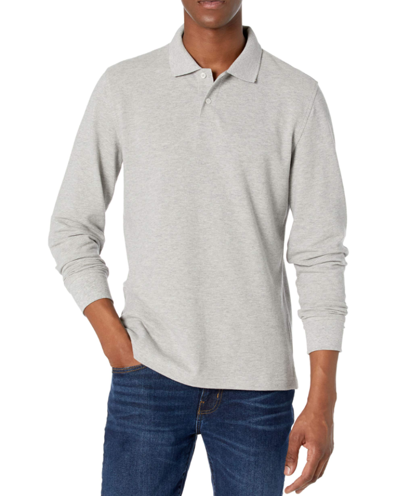 Nathan Men's Long Sleeve Polo Shirt – 100% Cotton Pique Slim Fit Polo