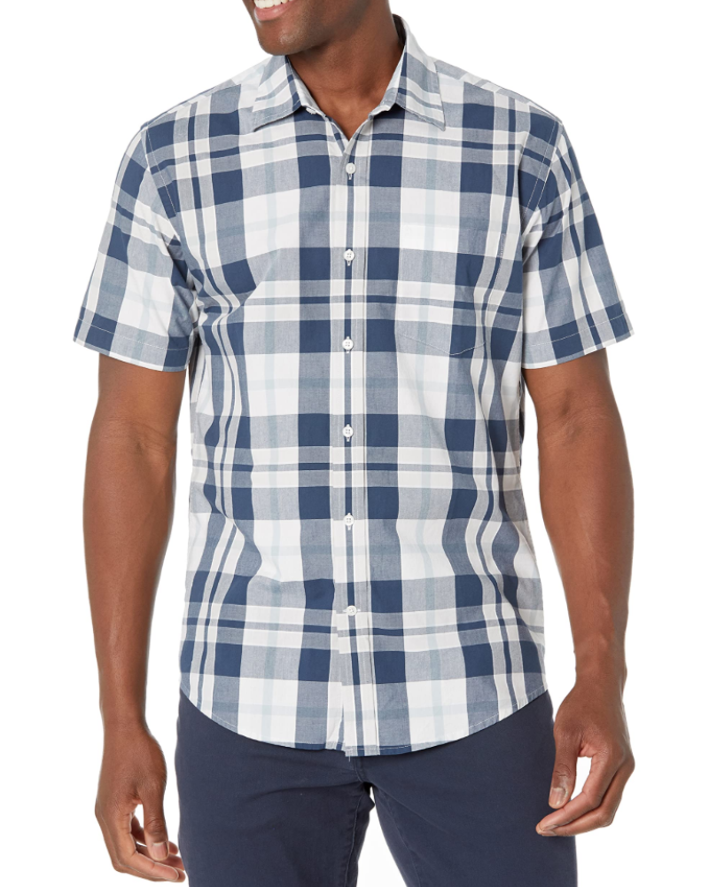 Cedric Men's Poplin Shirt – Regular Fit Short Sleeve Button-Front Shirt