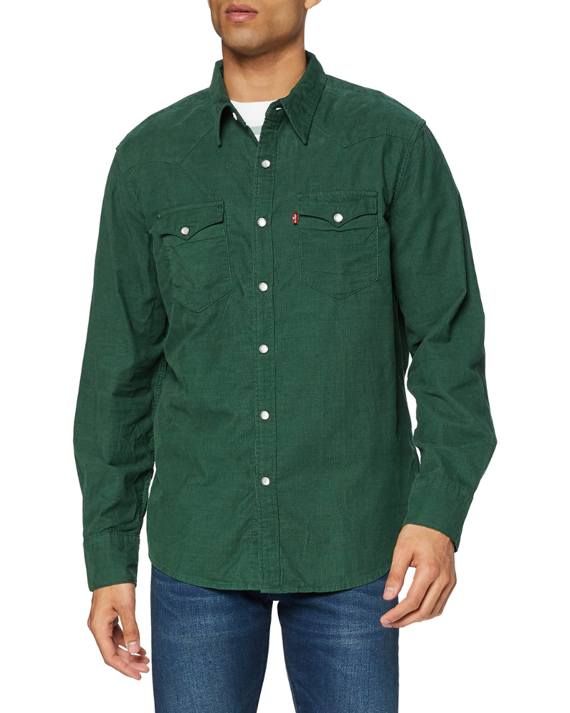 Spencer Men's Denim Western Shirt – Long Sleeve Button-Up with Chest Pockets