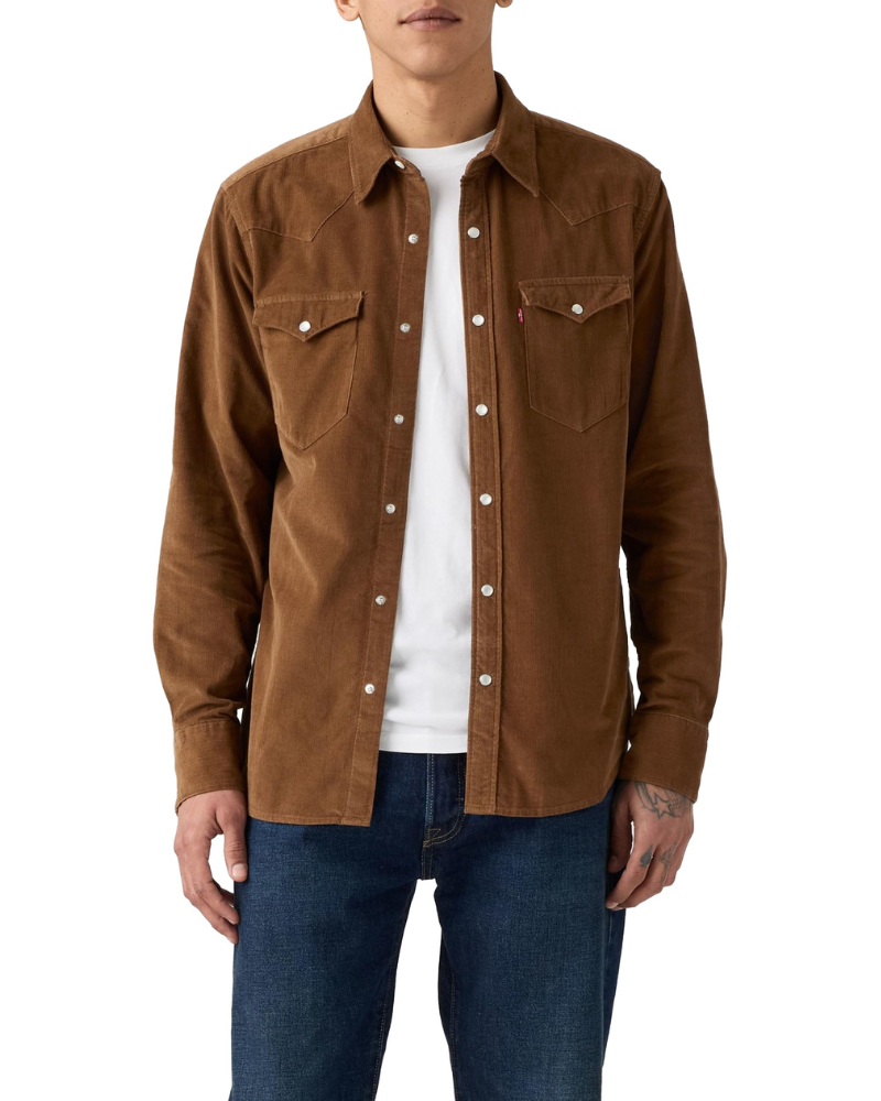 Spencer Men's Denim Western Shirt – Long Sleeve Button-Up with Chest Pockets