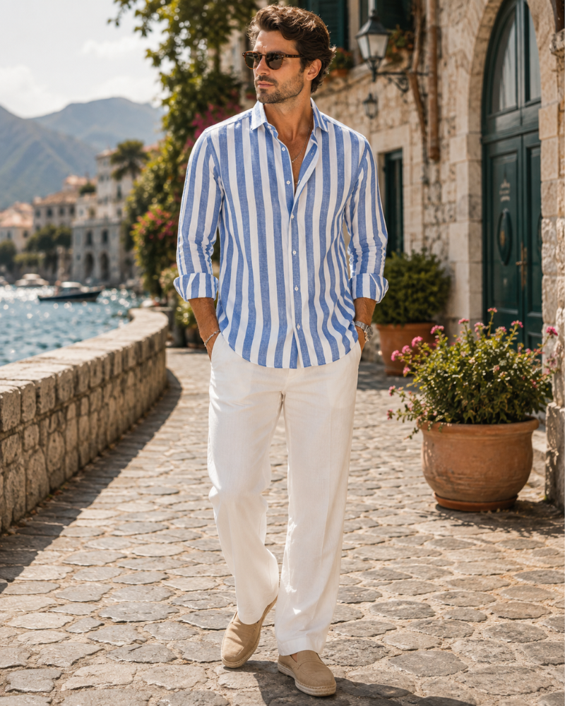 Trenton Men's Striped Shirt – Long Sleeve Button-Up Casual Shirt
