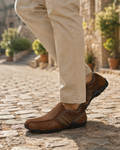 Spencer Men's Leather Slip-On Loafers – Casual Rubber Sole Comfort Shoes