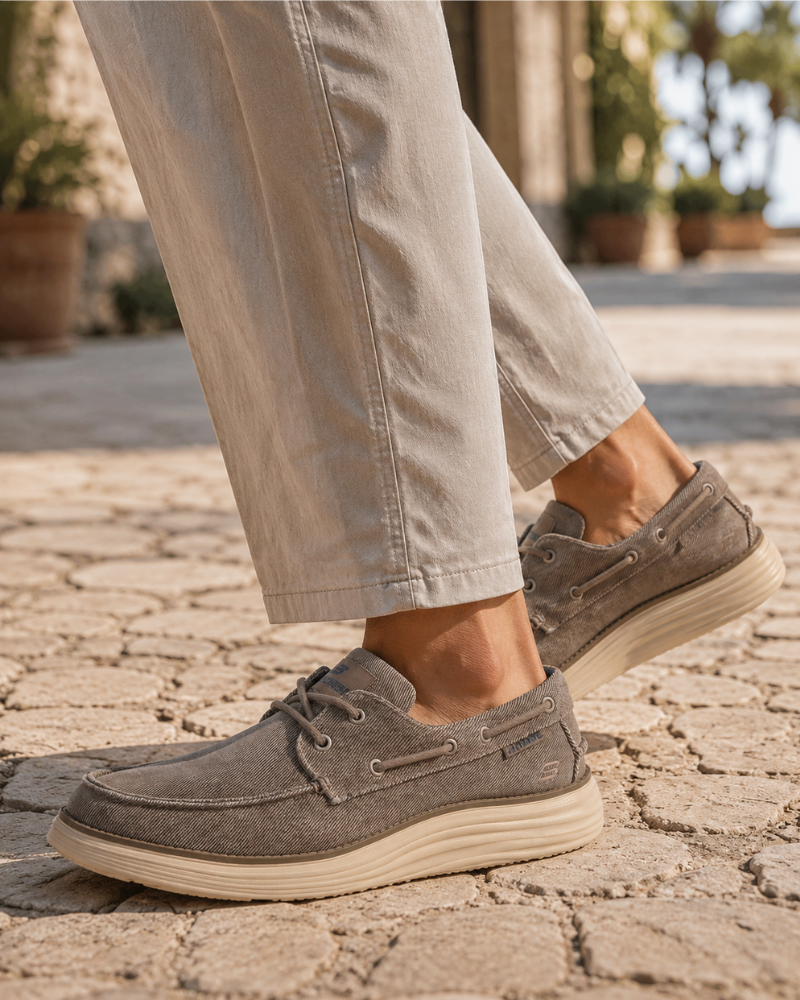 Preston Men's Canvas Boat Shoes – Lace-Up Casual Lightweight Deck Shoes