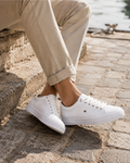 Pierce Men's Leather Trainers – Lace-Up Rubber Sole Casual Sneakers