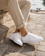 Pierce Men's Leather Trainers – Lace-Up Rubber Sole Casual Sneakers