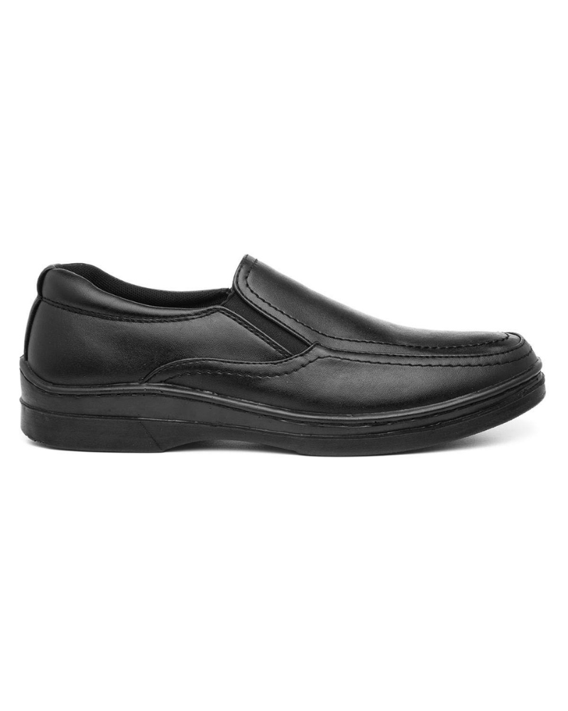 Ashton Men's Slip-On Loafers – Twin Elastic Gusset Black Casual Shoes
