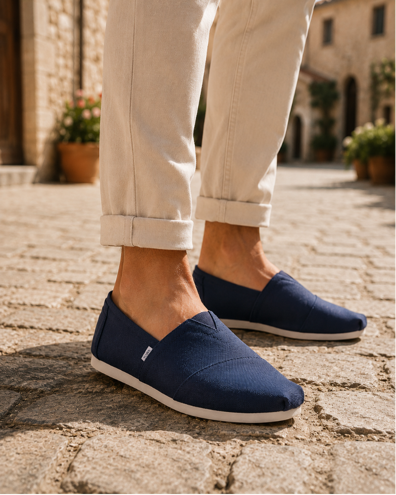 Emerson Men's Canvas Espadrilles – Slip-On Casual Shoes with Flexible TPR Sole