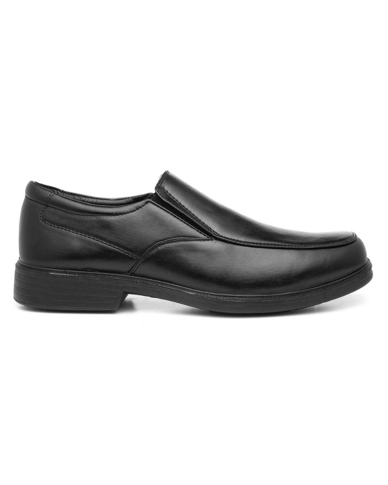 Wes Men's Slip-On Formal Shoes – Black Smart Dress Shoes with Grip Sole