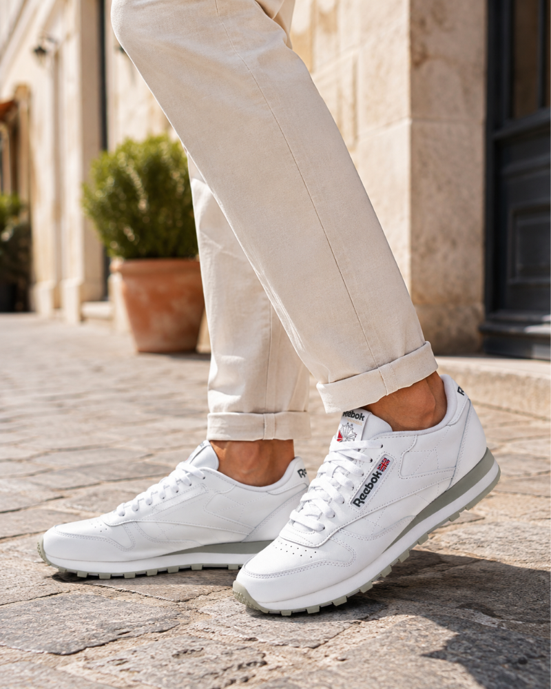 Callen Men's Leather Trainers – Lace-Up Rubber Sole Classic Casual Sneakers