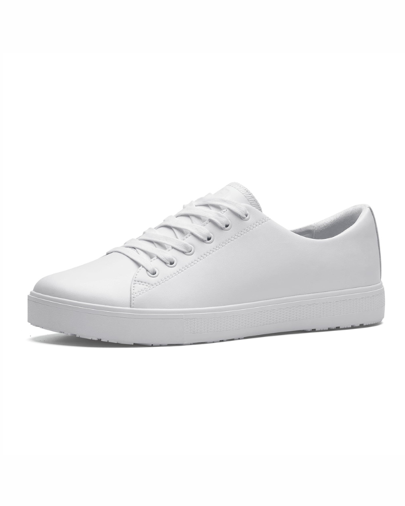 Caleb Men's Work Trainers – Leather Lace-Up Slip Resistant Safety Shoes