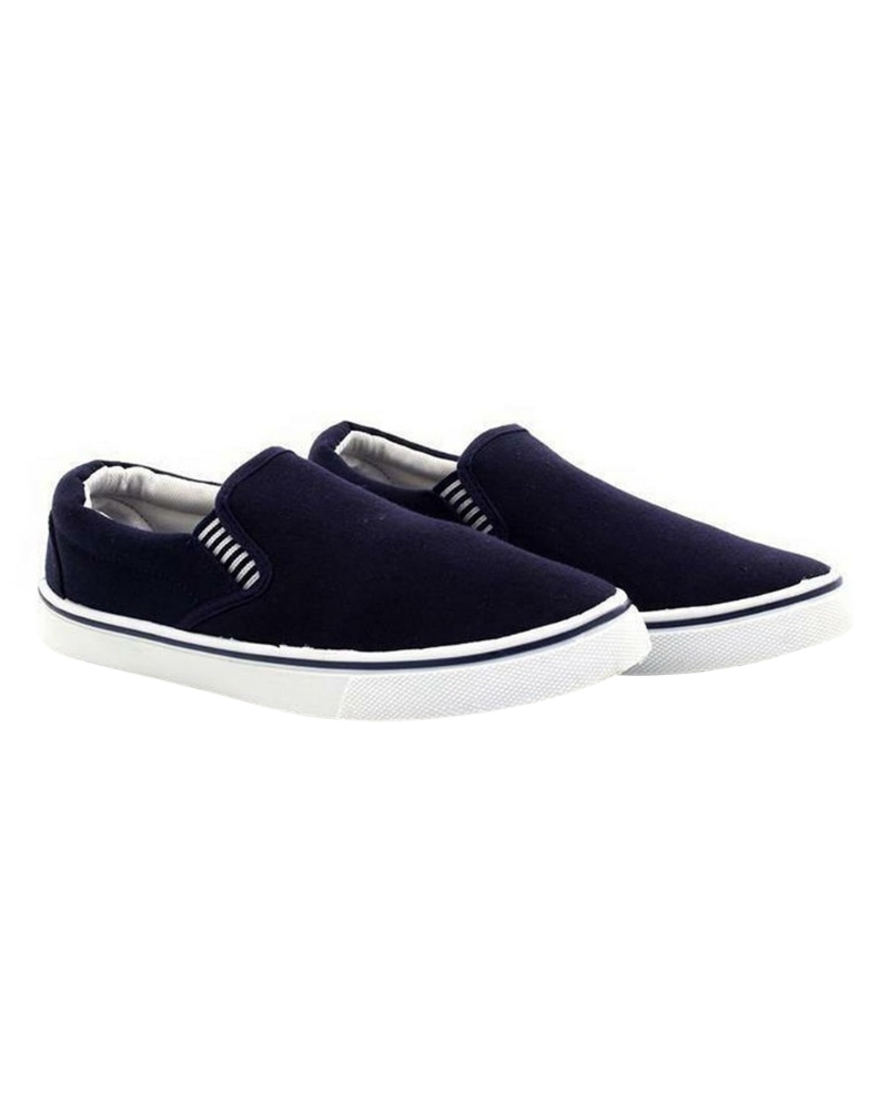 Finley Boys' Canvas Slip-On Shoes – Navy Yachting Pumps with Padded Collar