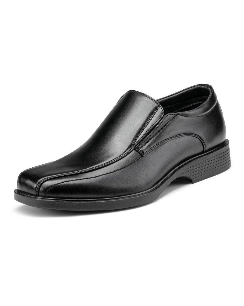 Preston Men's Leather Slip-On Loafers – Square Toe Dress Shoes with Cushioned Footbed