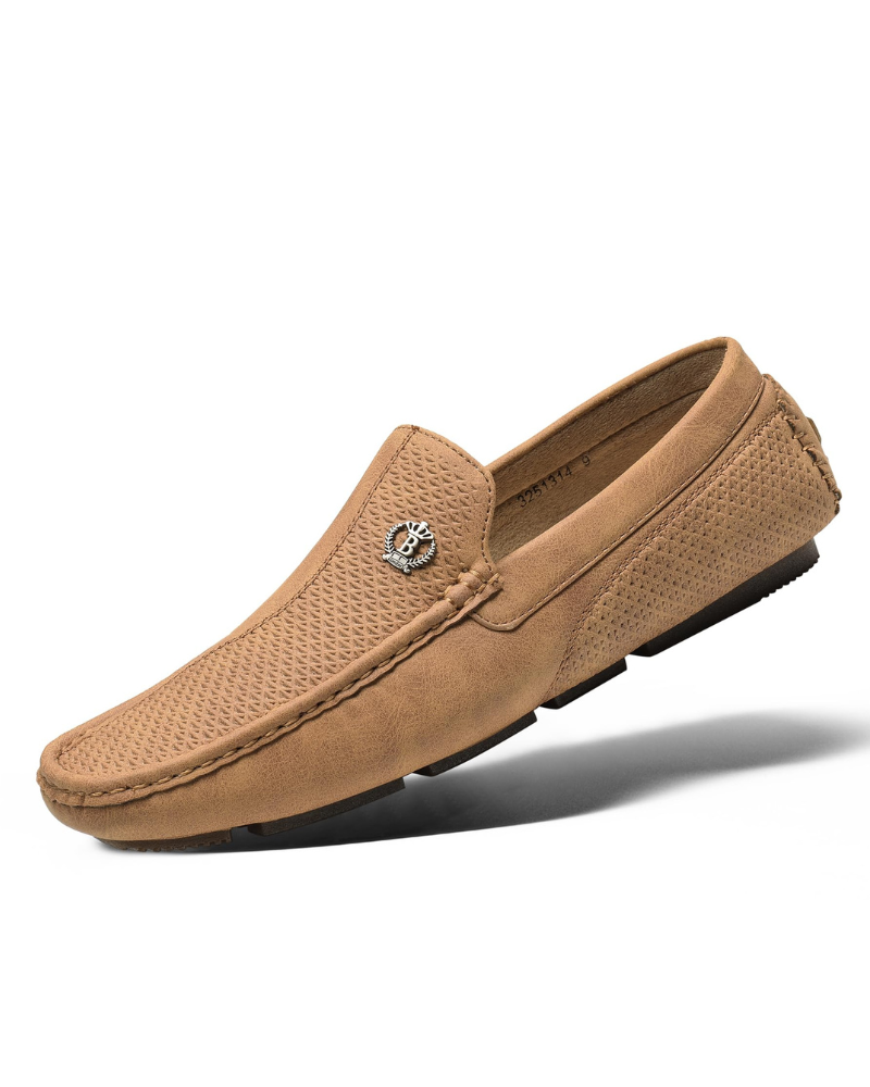 Maddox Men's Slip-On Loafers – Moc Toe Casual Dress Shoes with Textured Upper