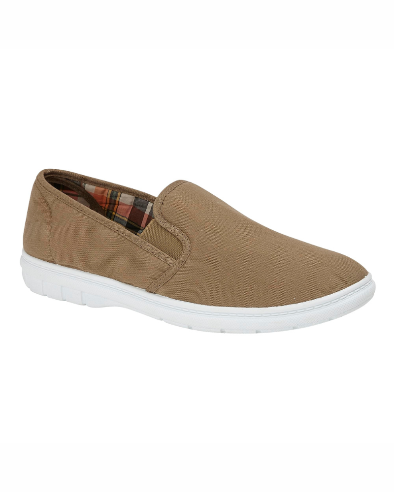 Jasper Men's Canvas Slip-On Shoes – Wide Fit Casual Holiday Pumps