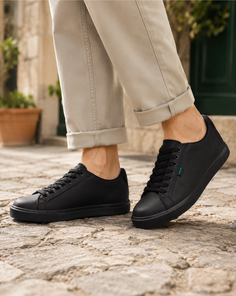 Dorian Men's Vegan Lace-Up Trainers – Corn Leather Casual Rubber Sole Sneakers